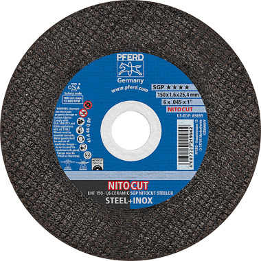 PFERD Disco de corte EHT 150-1.6 CERAMIC SGP NITOCUT STEELOX/25.4 61342163