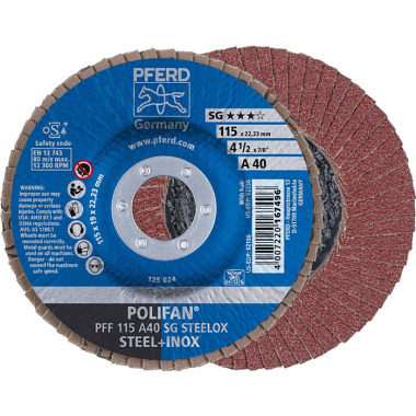 PFERD POLIFAN flap disc PFF 115 A 40 SG STEELOX 67604115