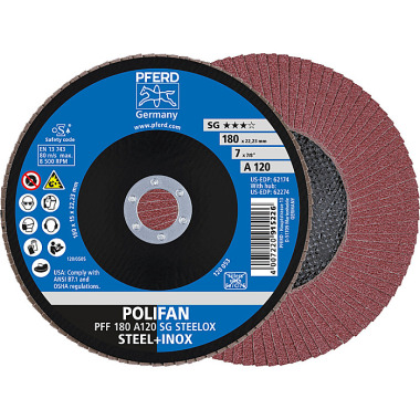 PFERD POLIFAN flap disc PFF 180 A 120 SG STEELOX 67612185