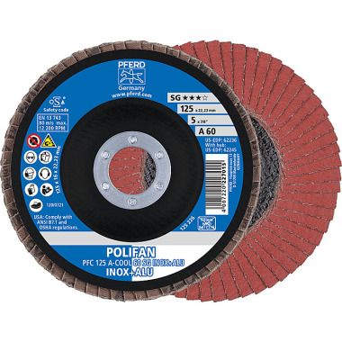 PFERD POLIFAN flap disc PFC 125 A-COOL 60 SG INOX+ALU 67756125