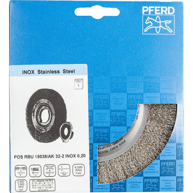 PFERD Escova redonda, desembaraçada POS RBU 15038/AK32-2 INOX 0,20 43701214