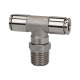 Riegler Conector em T, giratório, R 1/4 macho, trava ø 8, 15bar, ES 1.4404 110416