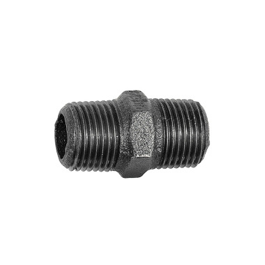 Riegler Niple rosca dupla 280, R 3/8 a., R 3/8 a., ferro fundido maleável preto 133765