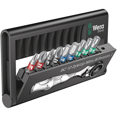 Wera Bit-Check 10 Zyklop Mini BiTorsion 1 Bit-Sortiment mit Ratsche 05057418001