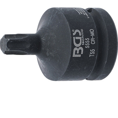 BGS Soquete para bits de impacto | comprimento 60 mm | 20 mm (3/4”) de acionamento | T-Star (para Torx) T55 5555