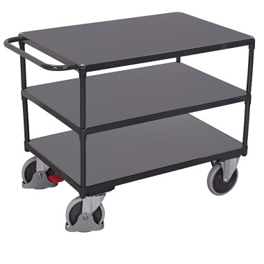 VARIOfit Carro de mesa resistente com 3 prateleiras, RAL 7016 Dimensões externas: 1.190 x 700 x 920 mm (L/D/H) sw-700.600/AG