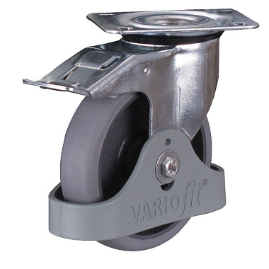 VARIOfit Roda de travão termoplástica, 125 x 32 mm, cinzenta com tambor termoplástico dpg-125.050