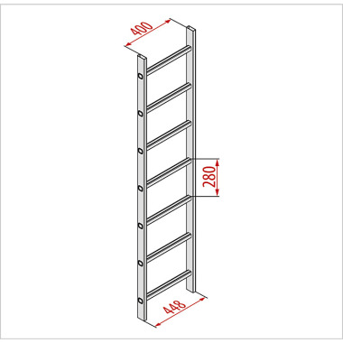 HYMER Leiterteil, Alu, 10 Sprossen, Länge 2800 mm 53965