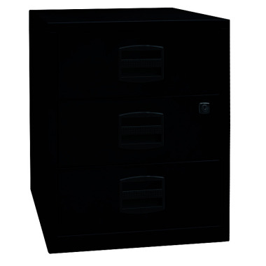 BISLEY mobiler Beistellschrank PFA, 3 Universalschubladen, Farbe schwarz PFAM3S633