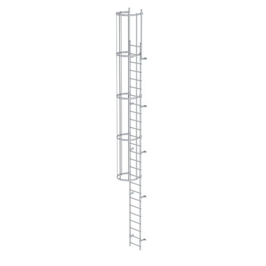 MUNK Single-flight vertical ladder with back protection anodised aluminium 8.48m 500115