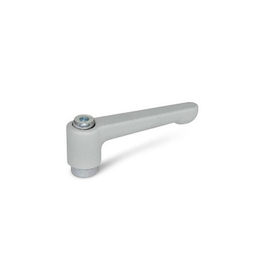 Ganter Alavanca de fixação plana e ajustável, zinco fundido sob pressão, casquilho em aço galvanizado GN 302.2-30-M4-SR