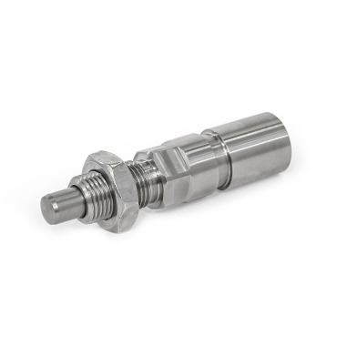 Ganter Êmbolo de indexação, aço inoxidável, acionado pneumaticamente GN 817.7-10-12-D-OP