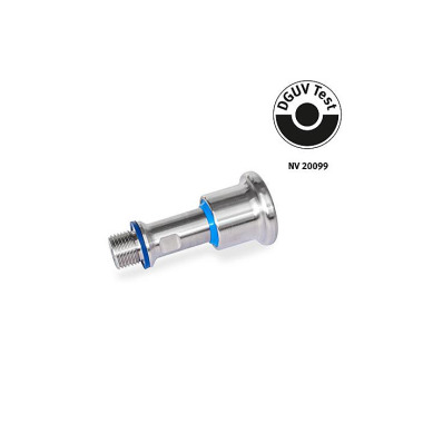 Ganter Êmbolo de indexação, aço inoxidável, certificado DGUV, lado do botão em design higiénico (higiene frontal) GN 8170-6-C-FH-H