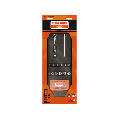 BAHCO Inserto de espuma Fit&Go 1/3 com conjunto de soquetes 1/4 e conjunto de bits - 46 peças FF1E2009EH