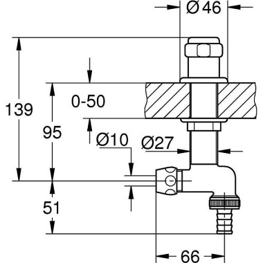 Grohe WAS Untertischventi l 1/2" verstb bis 50mm ch r 41050000