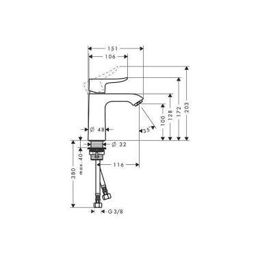 HG Einhebel-Waschtischmis cher 110 METRIS DN 15 Com fortZone 110 o Ablgrt chr om 31084000