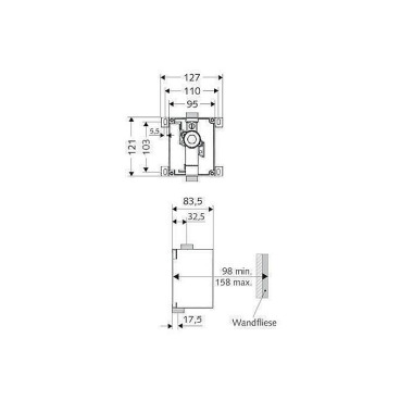 Schell Urinal-Wandeinbau- Spülarmatur C I Rohbauset 1/2" 011930099