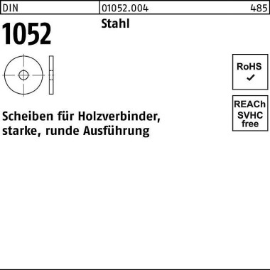 Unterlegscheibe DIN 1052 rund 23x 80x 8 Stahl 50 S tück 010520040230000