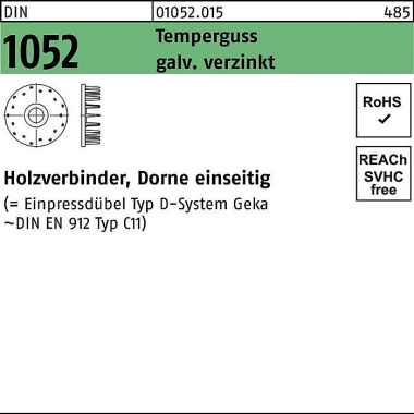 Holzverbinder DIN 1052 ei nseitig 80x21xM20 Temperg uss galv.verz. 50St. 010520150800000