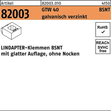 Klemmen R 82003 GTW 40 BS NT M12 galv.verz. 1 Stück LINDAPTER 820030100120000