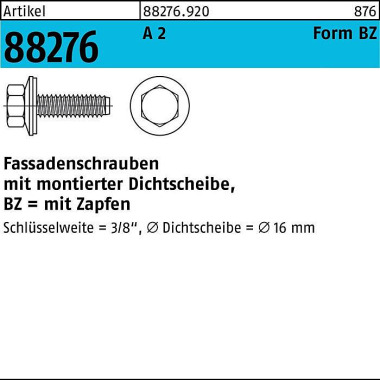 Fassadenschraube R 88276 Dichtscheibe/Zapfen BZ 6, 3x 32 A 2 400 Stück 882769200063032