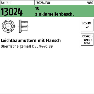 Leichtbaumutter R 13024 M 16x 1,5 10 DBL9440.89 300 Stück 130241300160150