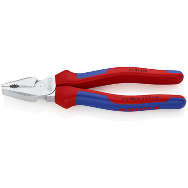 Knipex High Leverage Combination Pliers chrome plated with multi-component grips 200mm 02 05 200