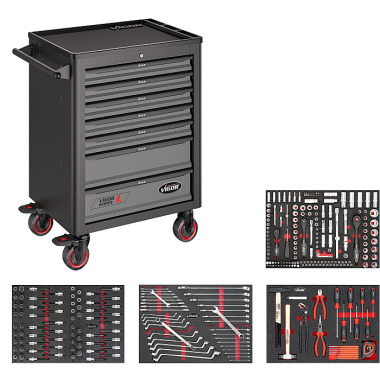 Vigor Verkstadsvagn med sortiment - total längd: 723 mm - antal verktyg: 317 V5055