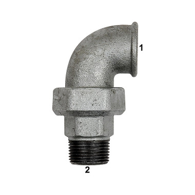 Riegler Skruvkopplingsböj 97, IT/AG, Rp 1/2, R 1/2, svart. Formbart järn 112929