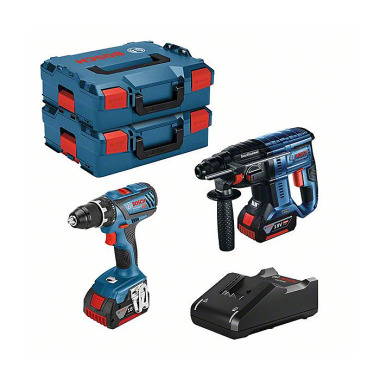 Bosch 18V-Set: GSR 18V-28 + GBH 18V-21 + 2 x GBA 4.0Ah + GAL 18V-40 + L-BOXX 0615990M0R