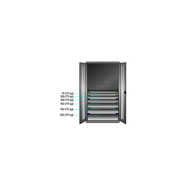 ThurMetall Kraftfullt skåp (BxDxH) 1100x620x1950 mm NYCKEL Lås ljusgrå RAL 7035 82.966.020