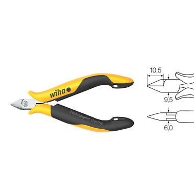 Wiha Sidavbitare Professional ESD smalt, spetsigt huvud med facett (26808) 115 mm