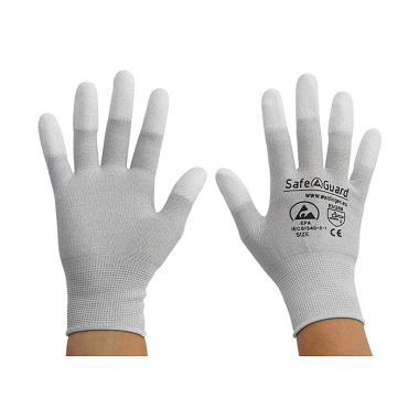 DS SafetyWear ESD-Handschuh  grau/weiß, Nylon/Carbon beschichtete Fingerkuppen, Größe S DSWL36562