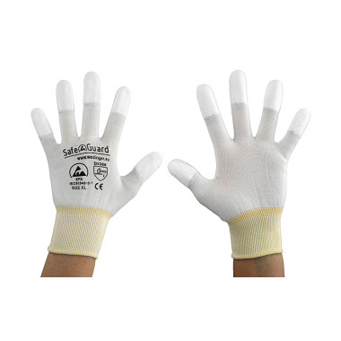 DS SafetyWear ESD-Handschuh  weiß/gelb beschichtete Fingerkuppen, Größe XL DSWL37431