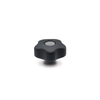 Ganter Star Knobs, Plastic, Bushing Brass, Softline, with Colored Cover Caps 5337.6-66-M10-DGR