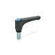 Ganter Flat Adjustable Hand Levers, with Releasing Button, Plastic, Threaded Stud Steel 600-78-M8-60-DBL