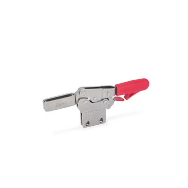 Ganter Toggle Clamps, Stainless Steel, Operating Lever Horizontal, with Lock Mechanism, with Vertical Mounting Base 820.4-130-NL-NI