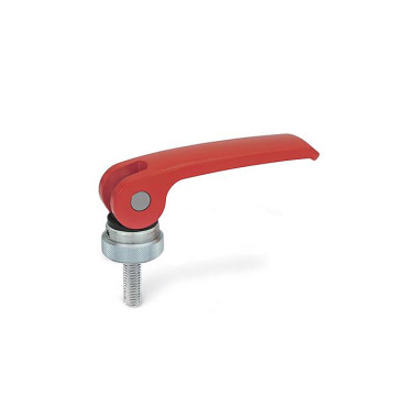 Ganter Clamping Levers with Eccentrical Cam, with Threaded Stud, Lever Zinc Die Casting, Contact Plate Plastic 927-44-M4-16-A-R